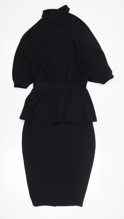 Boohoo Women's Black High Neck Sheath Dress, Size 8