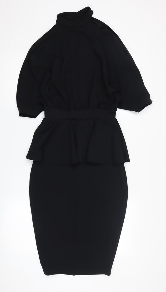 Boohoo Women's Black High Neck Sheath Dress, Size 8