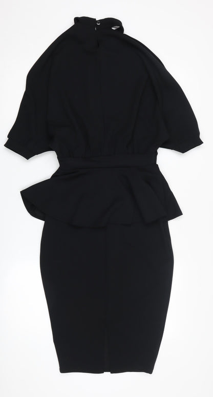 Boohoo Women's Black High Neck Sheath Dress, Size 8