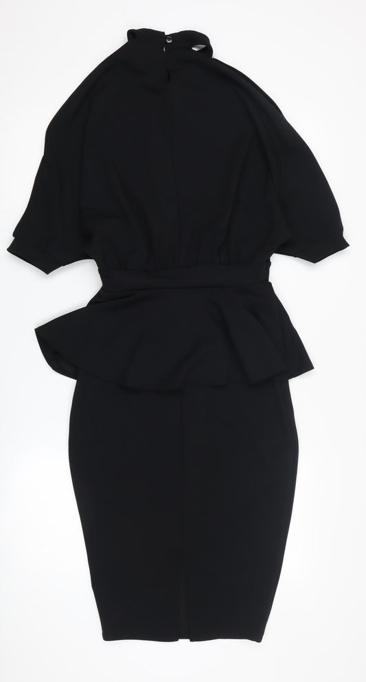 Boohoo Women's Black High Neck Sheath Dress, Size 8