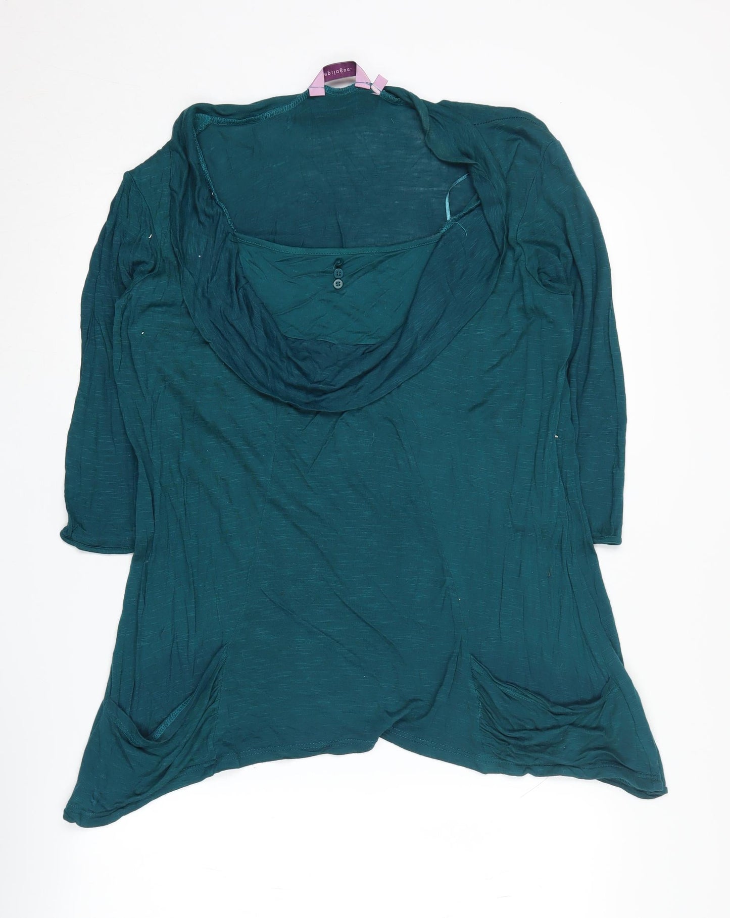 Epilogue Women's Green Cowl Neck Jumper Size 16