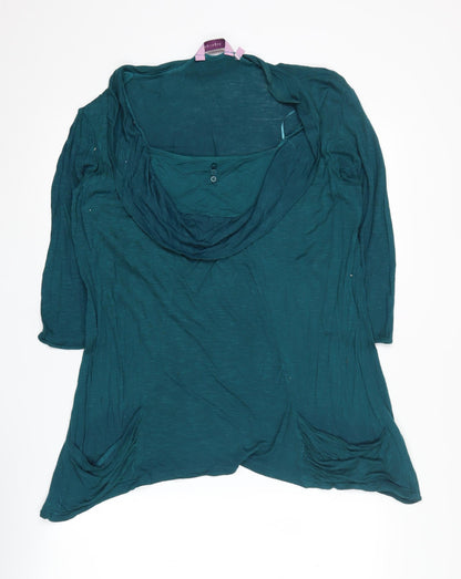 Epilogue Women's Green Cowl Neck Jumper Size 16