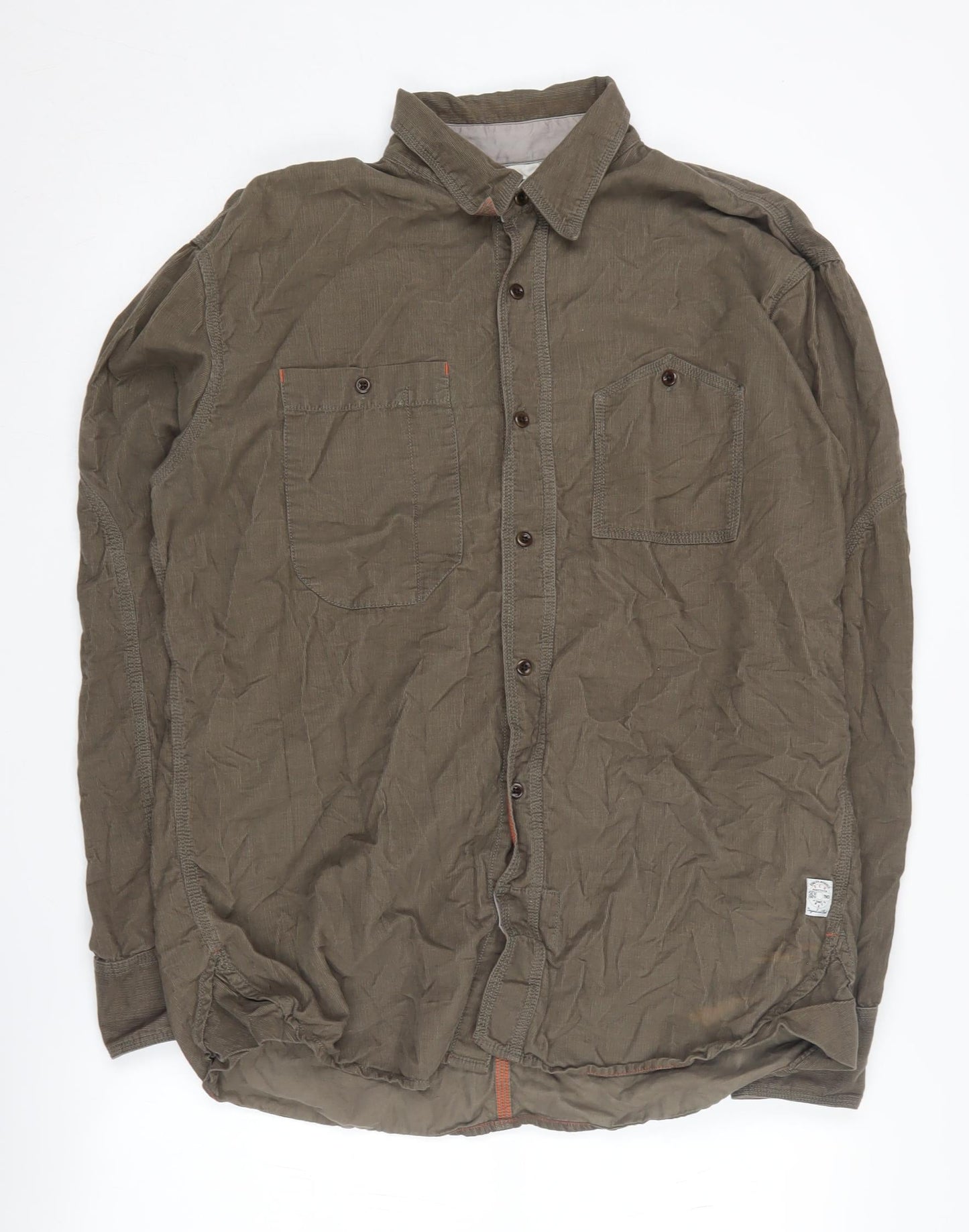 FCUK Men's Brown Regular Button-Up Shirt M