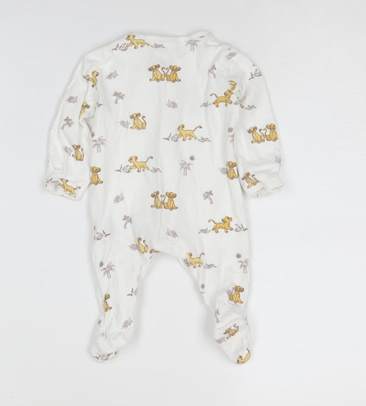Disney The Lion King Unisex Babygrow - 12 Months, White, Cotton