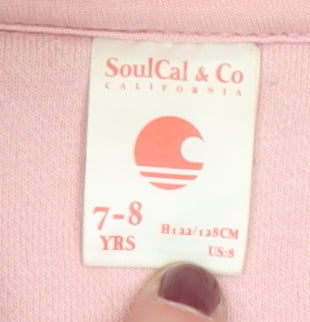 SoulCal & Co Girls Pink Hoodie, 7-8 Years, Full Zip, Cotton Blend