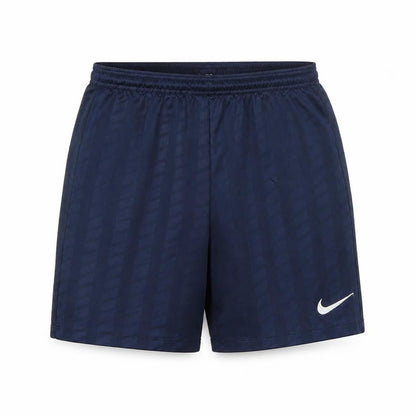 Front view of Nike boys’ blue dri-fit athletic shorts, size L