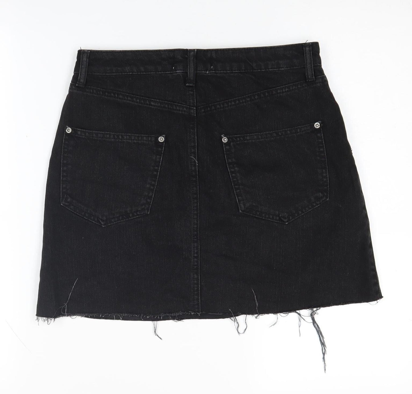 Miss Selfridge Black Polka Dot Mini Denim Skirt, Size 10