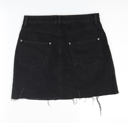 Miss Selfridge Black Polka Dot Mini Denim Skirt, Size 10