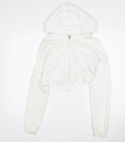 Hollister Women's White Full Zip Hoodie, Size S