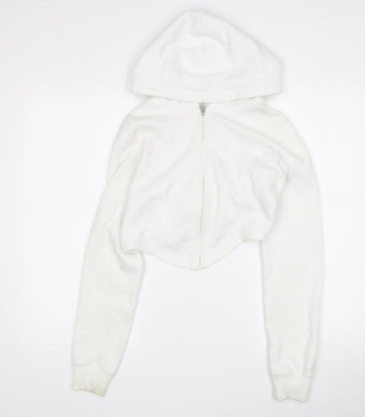 Hollister Women's White Full Zip Hoodie, Size S