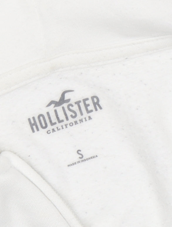 Hollister Women's White Full Zip Hoodie, Size S