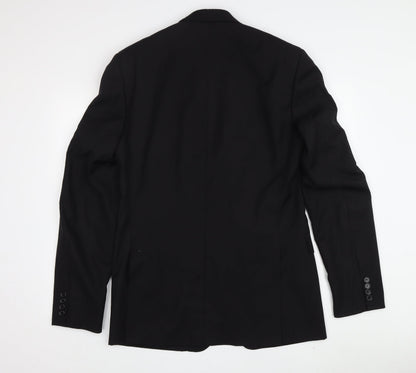 Studio Italia Men's Black Wool Blazer, Size 38L, Formal