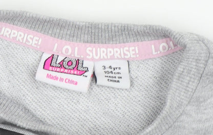 L.O.L. Surprise! Girls Grey Sweatshirt 3-4 Years | Fun Graphic Print