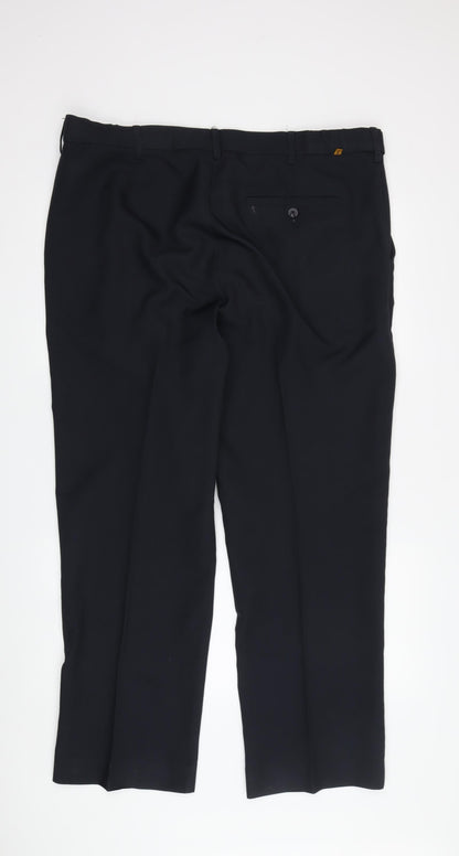 Mens UK Size 38 Farah Classic Fit Dress Pants Black Trousers