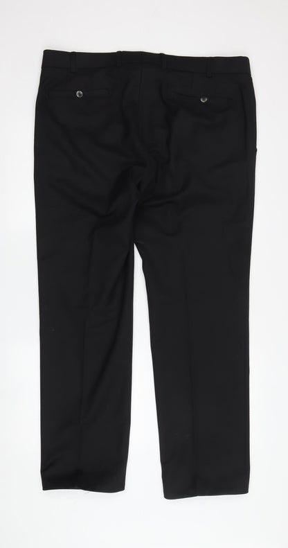 Meyer Men's Black Regular Fit Trousers with Zip Closure