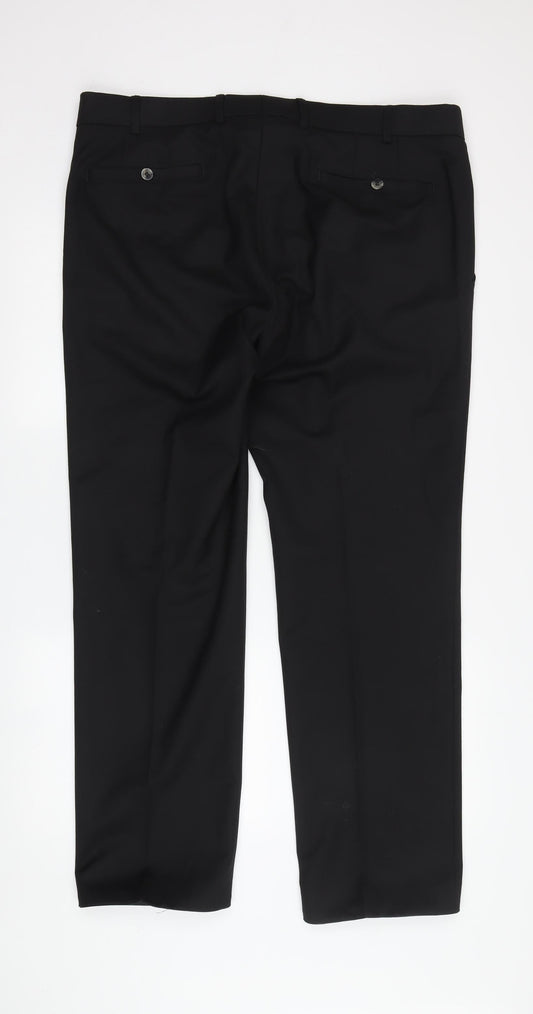 Meyer Men's Black Regular Fit Trousers with Zip Closure