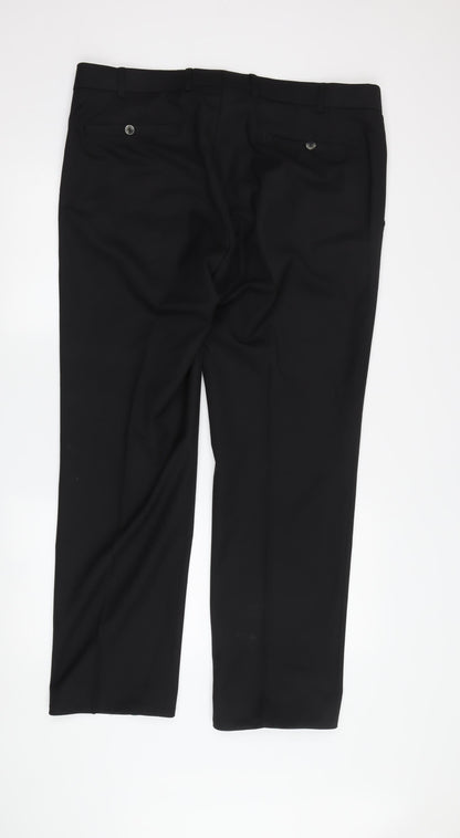 Meyer Men's Black Regular Fit Trousers with Zip Closure