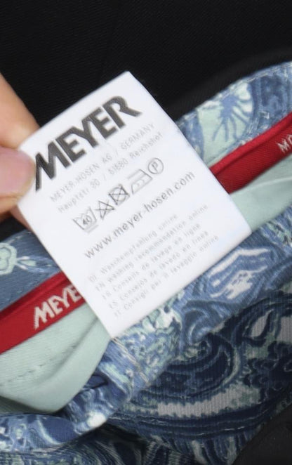 Meyer Men's Black Regular Fit Trousers with Zip Closure