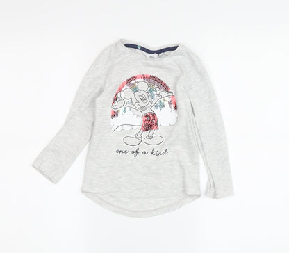 Disney Girls Grey Mickey Mouse Long Sleeve T-Shirt 3-4 Years
