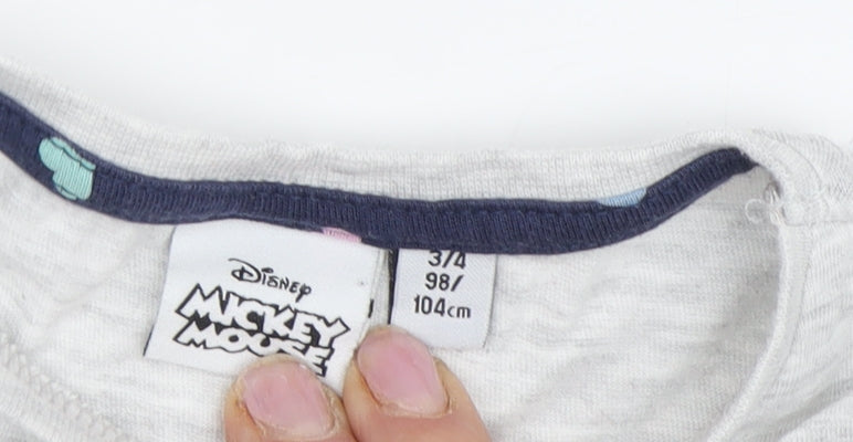 Disney Girls Grey Mickey Mouse Long Sleeve T-Shirt 3-4 Years