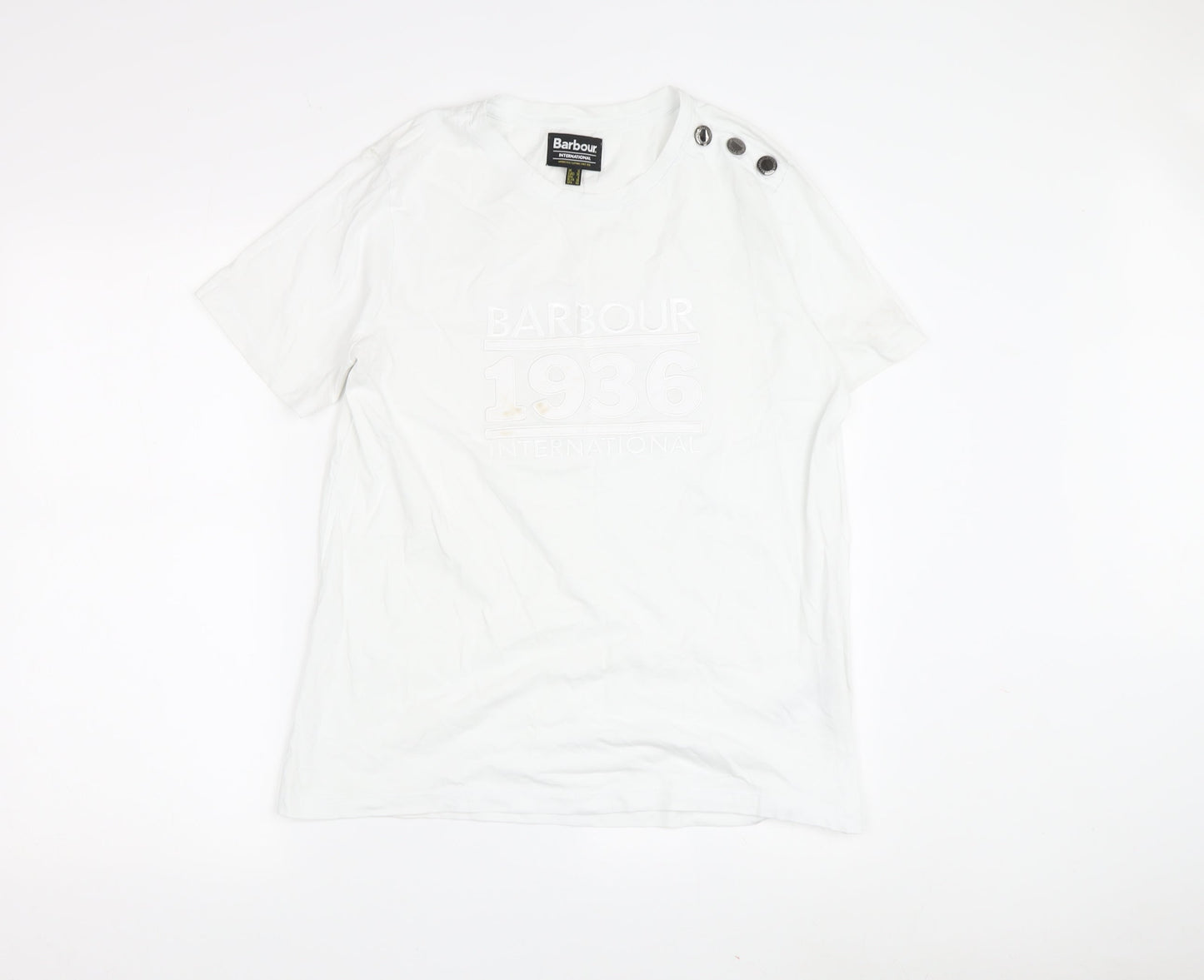 Barbour Women's White Cotton T-Shirt Size 10 Casual