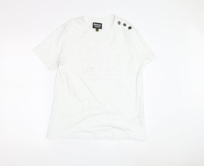 Barbour Women's White Cotton T-Shirt Size 10 Casual