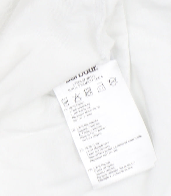 Barbour Women's White Cotton T-Shirt Size 10 Casual