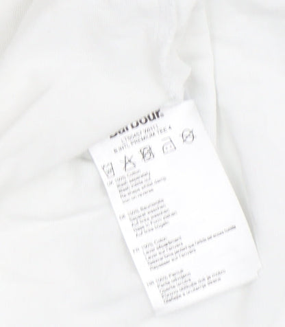 Barbour Women's White Cotton T-Shirt Size 10 Casual