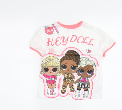 LOL Surprise Girls White T-Shirt, 7-8 Years, Graphic, Short Sleeve