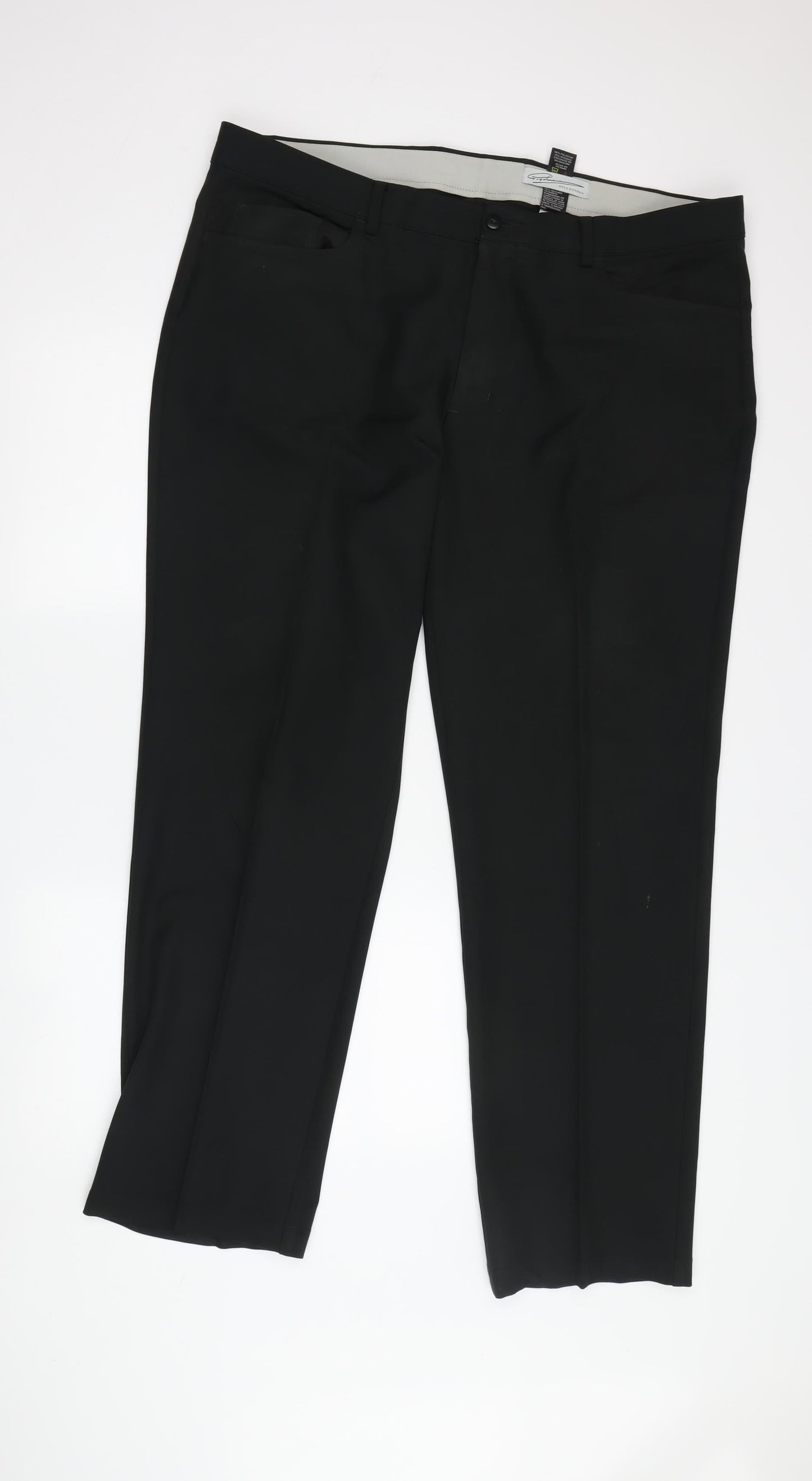 Greg Norman Men's Black Regular Fit Trousers