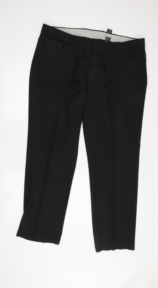 Greg Norman Men's Black Regular Fit Trousers