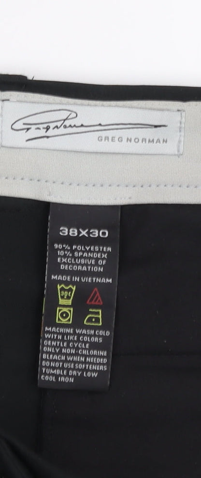 Greg Norman Men's Black Regular Fit Trousers