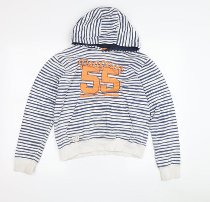 Penguin Boys Blue Striped Pullover Hoodie Size 12-13Y