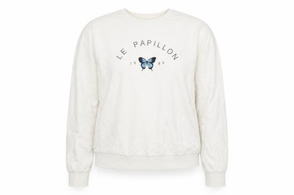 Topshop Women's White Pullover Sweatshirt, Size L, Butterfly Theme
