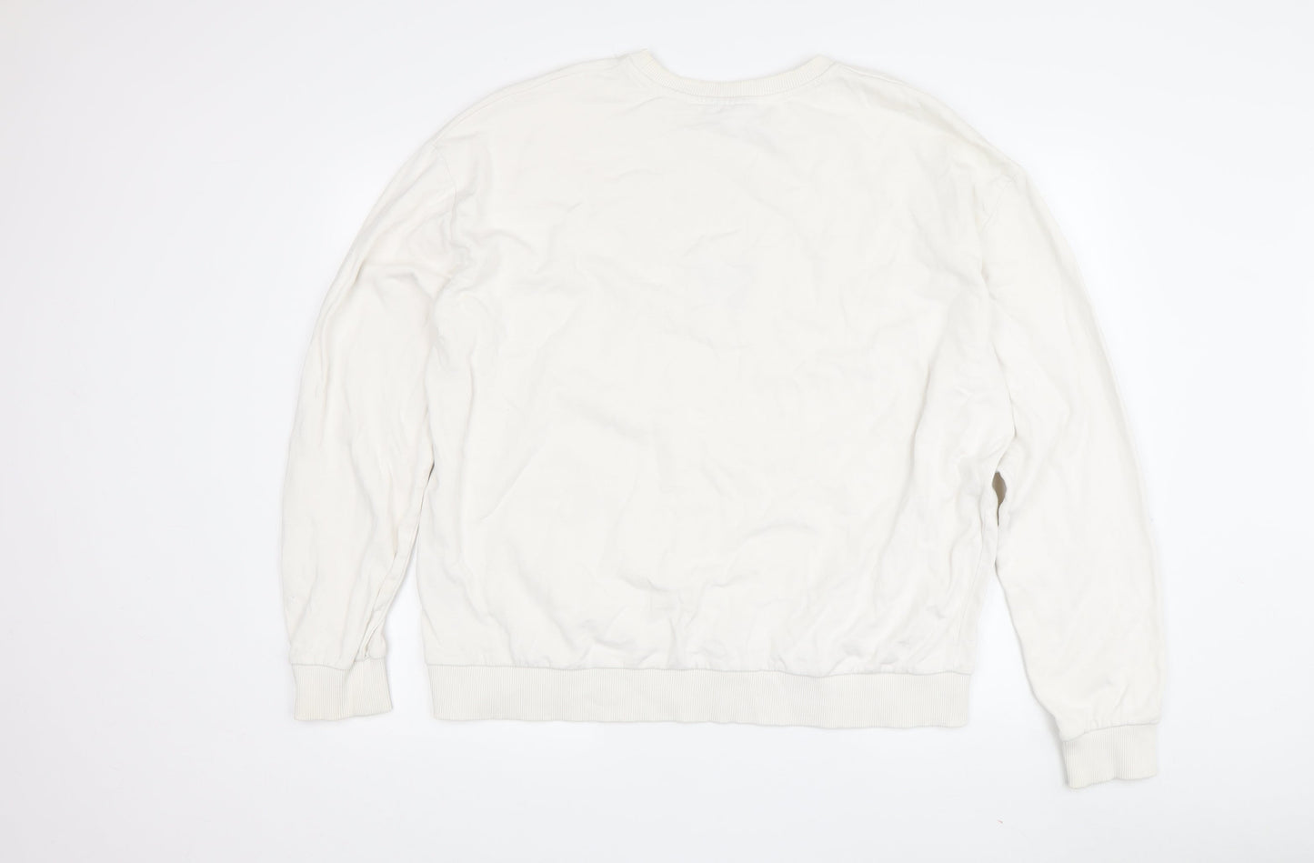 Topshop Women's White Pullover Sweatshirt, Size L, Butterfly Theme