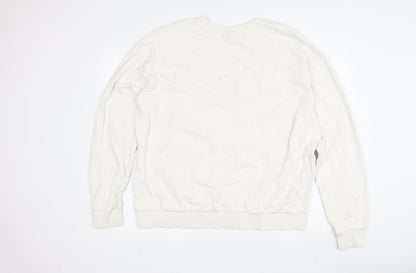 Topshop Women's White Pullover Sweatshirt, Size L, Butterfly Theme