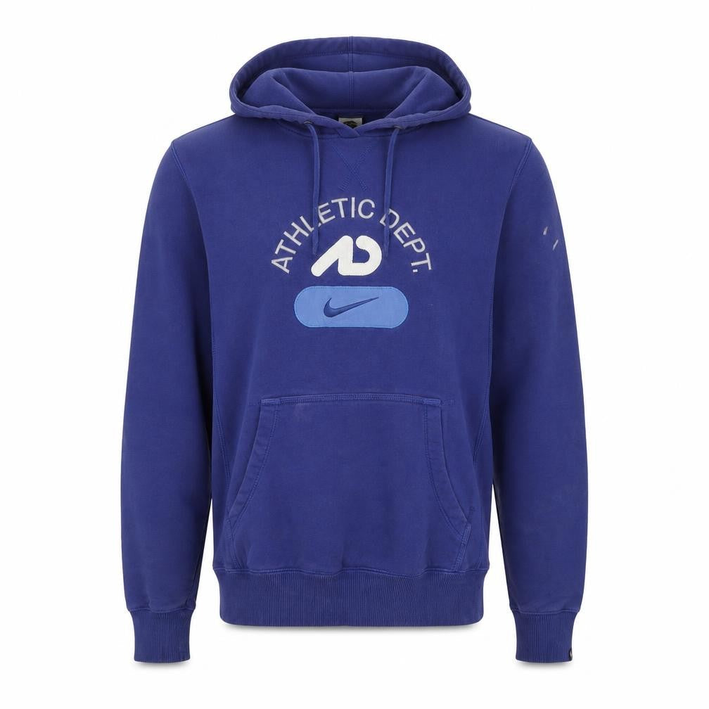 Front view of Nike boys’ blue hoodie l athletic logo pullover