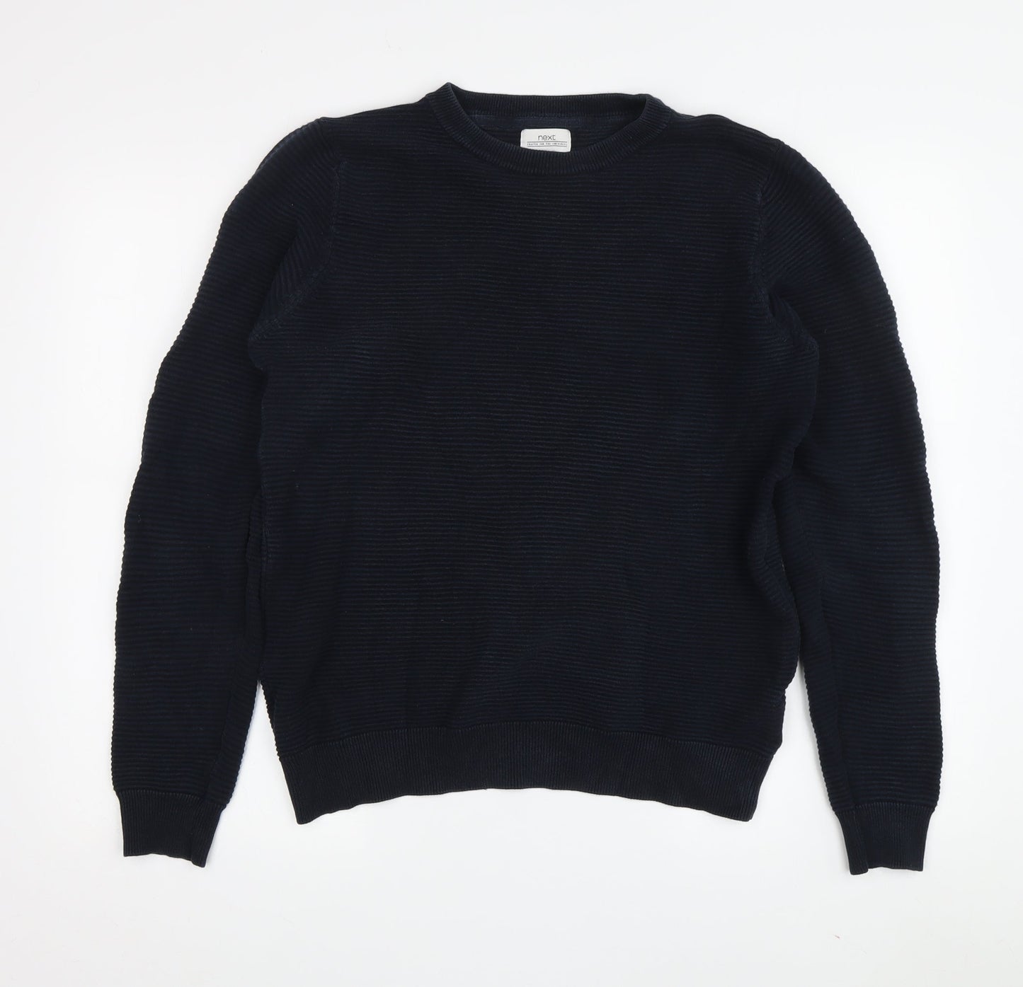 Next Men's Medium Blue Cotton Pullover Jumper