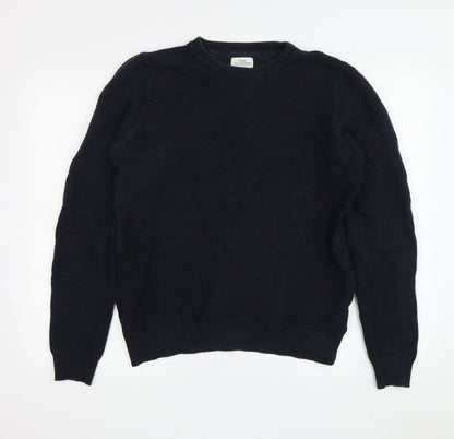 Next Men's Medium Blue Cotton Pullover Jumper
