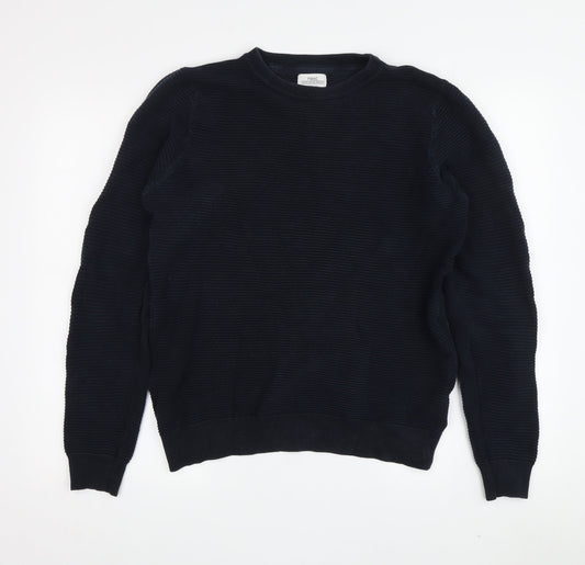 Next Men's Medium Blue Cotton Pullover Jumper
