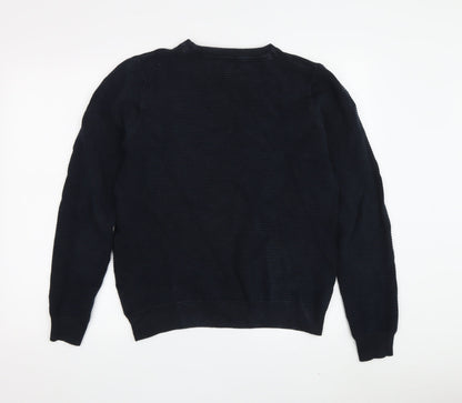 Next Men's Medium Blue Cotton Pullover Jumper