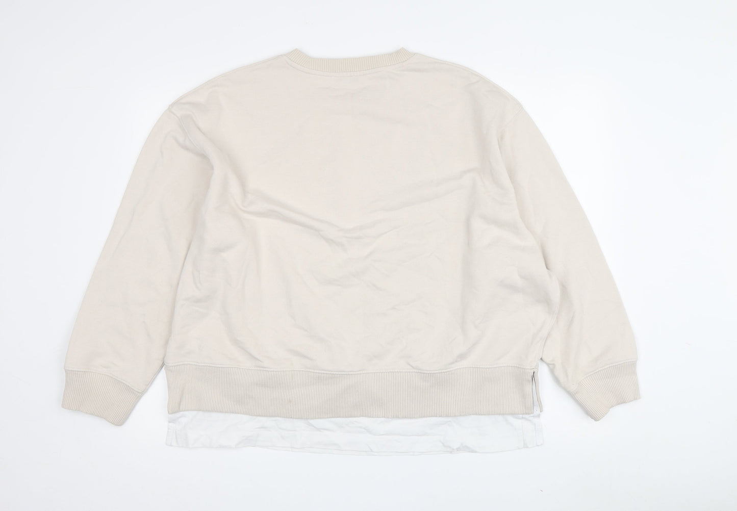 Zara Women's Beige Crew Neck Pullover Sweatshirt M
