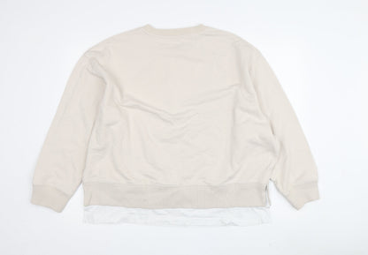Zara Women's Beige Crew Neck Pullover Sweatshirt M