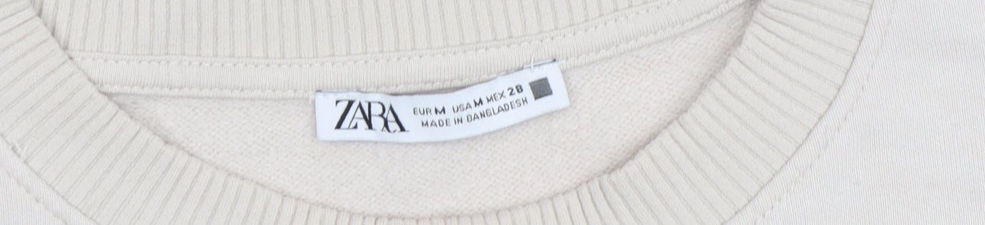 Zara Women's Beige Crew Neck Pullover Sweatshirt M