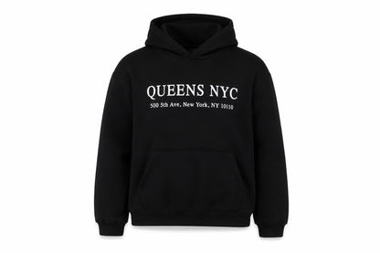 Front view of Zara boys’ black graphic print pullover hoodie, size 14