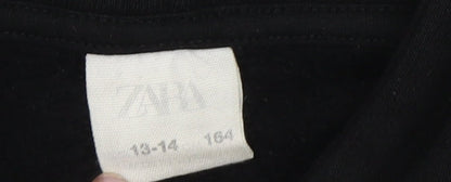 Zara Boys Black Graphic Print Pullover Hoodie Size 14