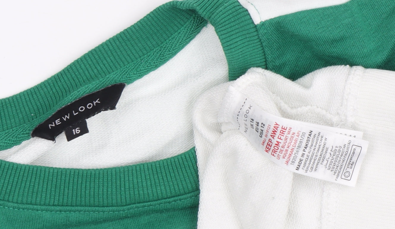 New Look Women's Colourblock Sweatshirt Green Size 16