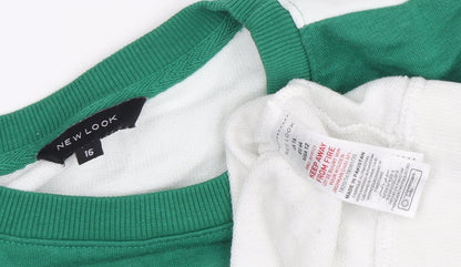 New Look Women's Colourblock Sweatshirt Green Size 16