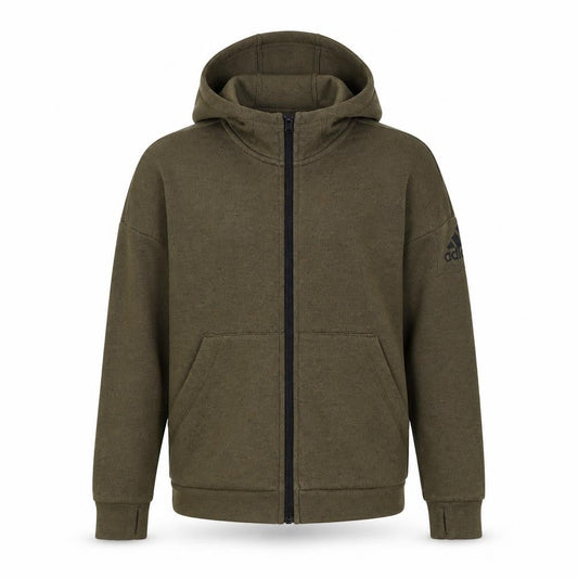 Front view of Adidas boys’ green full zip hoodie 11-12 years