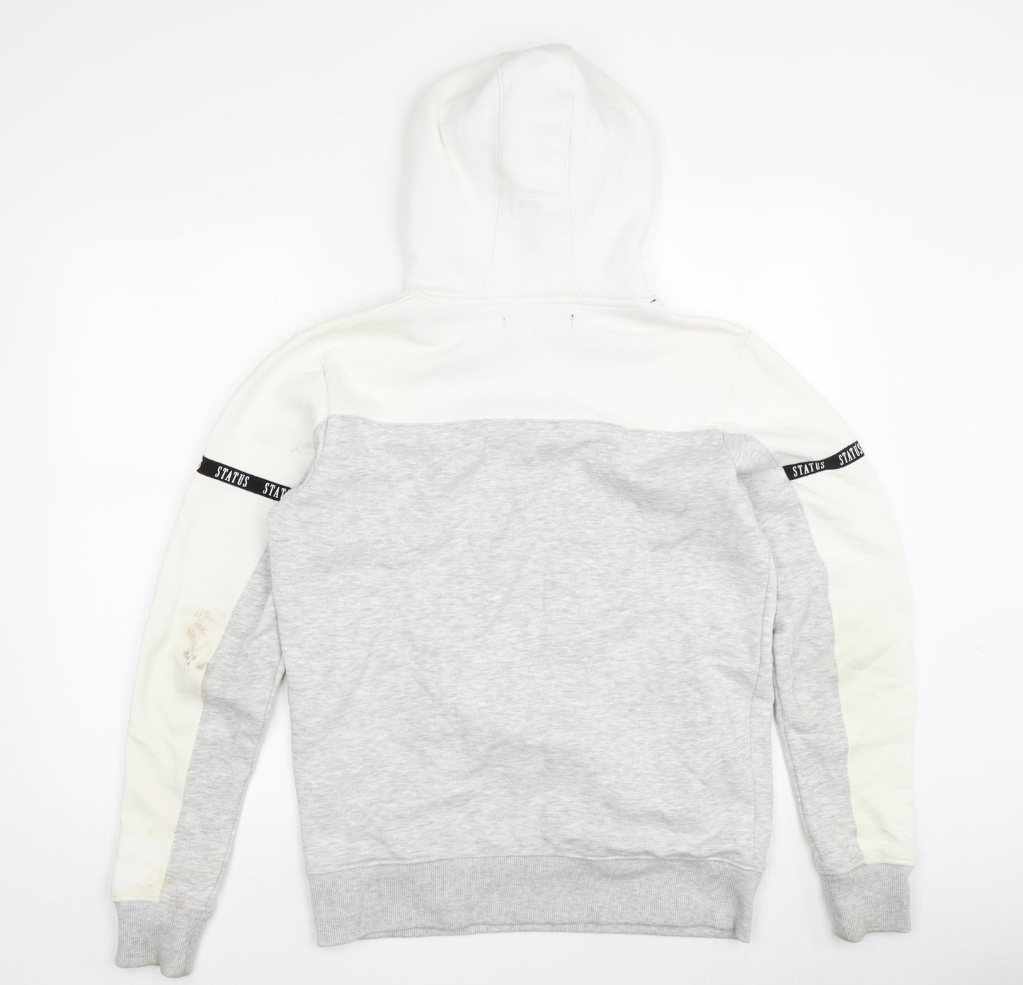 STATUS Men's Grey Pullover Hoodie, Size S, Logo Accented